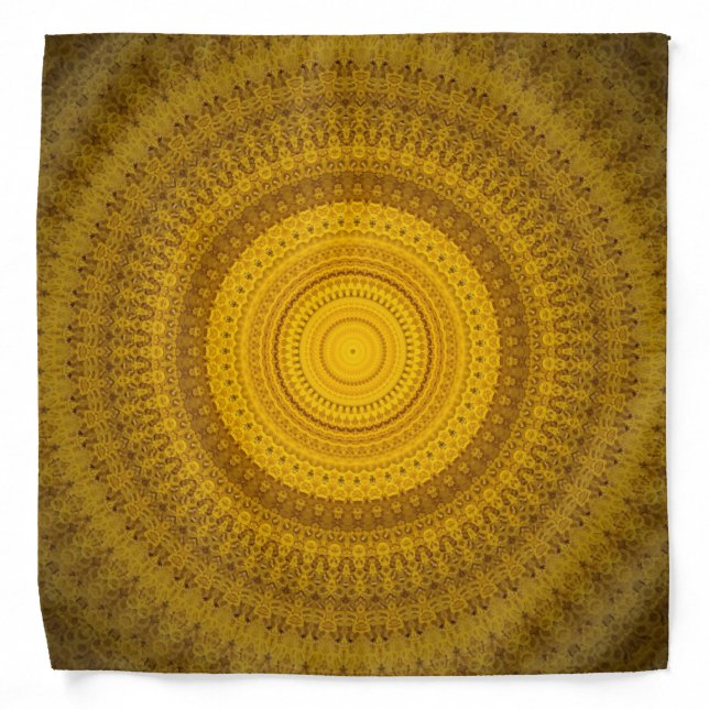 Bright Yellow Mandala Design Bandana (Front)
