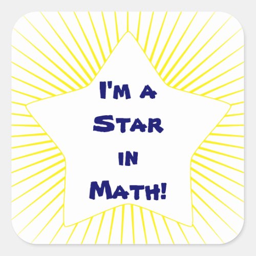 Bright Yellow Math Student Star Square Sticker
