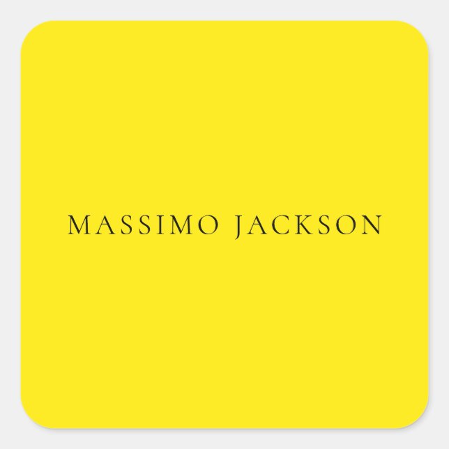 Bright Yellow Minimalist Plain Modern Aesthetic Square Sticker (Front)
