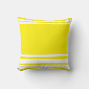 Bright Yellow : Modern Lines in White Throw Pillow