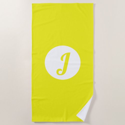 Bright Yellow Monogrammed Beach Towel