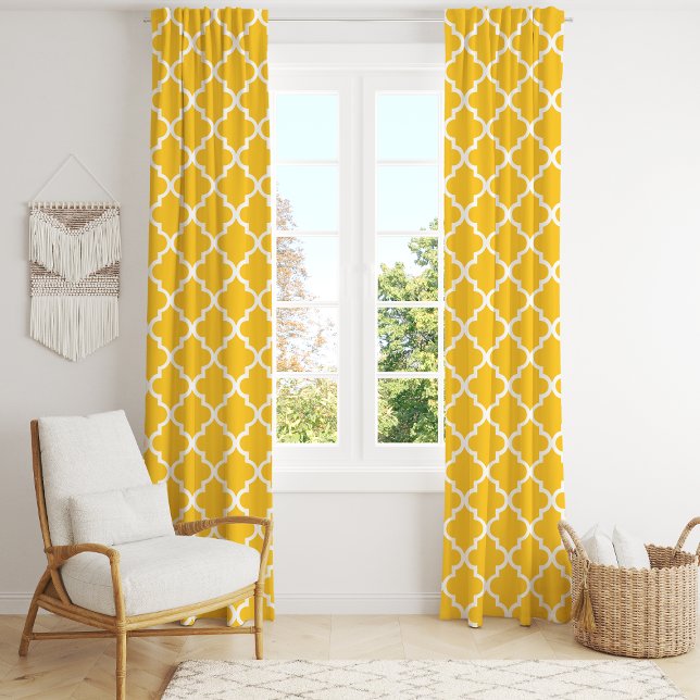 Bright Yellow Moroccan Quatrefoil Trellis Blackout Curtains (Creator Uploaded)