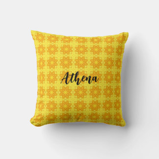 Bright Yellow Named Throw Pillow 