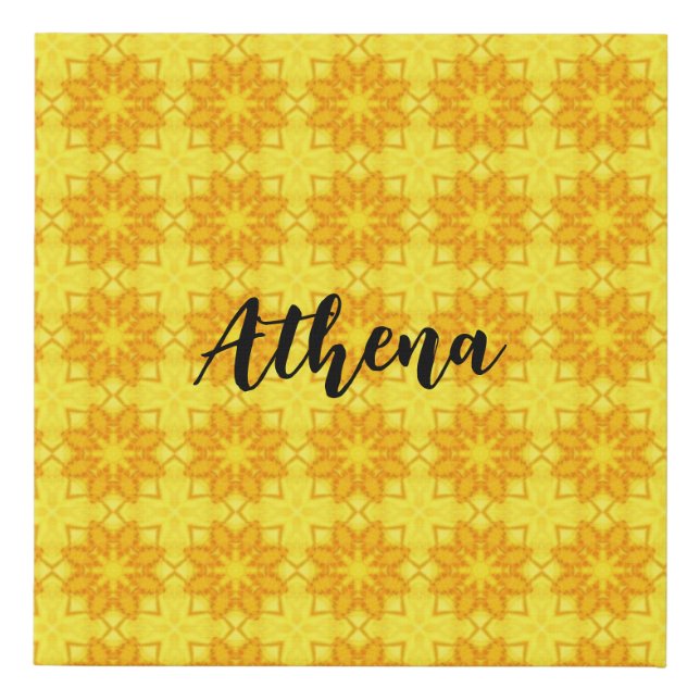 Bright Yellow Named Throw Pillow  Faux Canvas Print (Front)