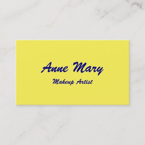 Bright Yellow Navy Blue Makeup Artist Beauty Salon Business Card