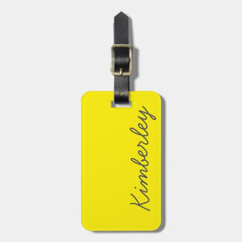 Bright Yellow Neon Monogram Trendy Fashion Colors Luggage Tag