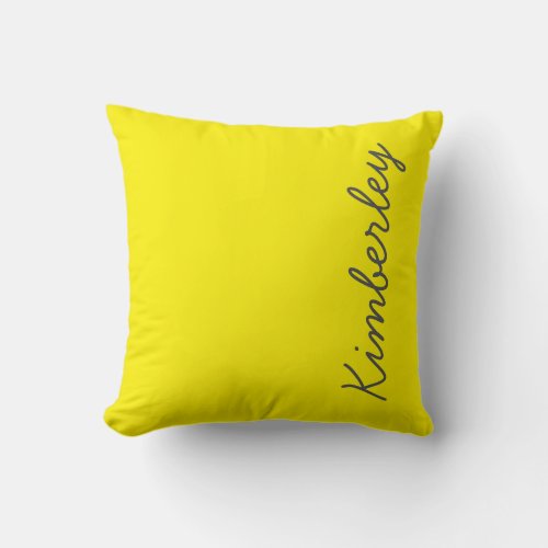 Bright Yellow Neon Monogram Trendy Fashion Colors Throw Pillow