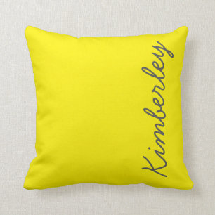 Bright Yellow Neon Monogram Trendy Fashion Colors Throw Pillow