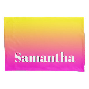 Bright Yellow Neon Pink Gradient Pillow Case