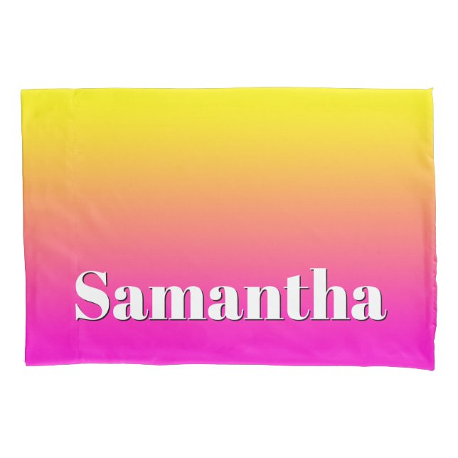 Bright Yellow Neon Pink Gradient Pillow Case (Front)