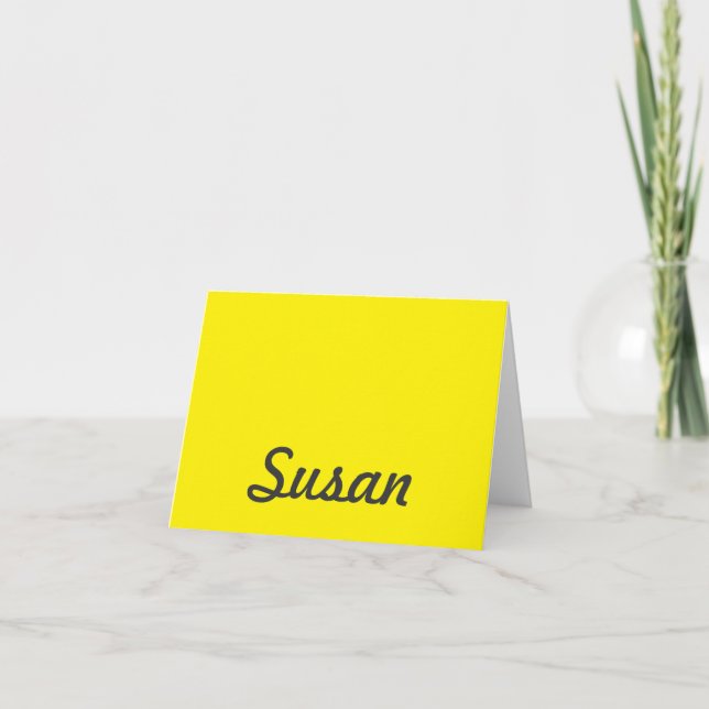 Bright Yellow Neon Trendy Monogram Note Card (Front)