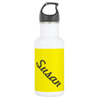 Bright Yellow Neon Trendy Monogram Stainless Steel Water Bottle