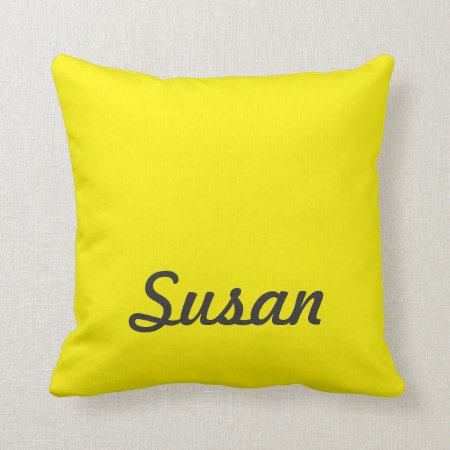 Bright Yellow Neon Trendy Monogram Throw Pillow