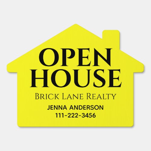 Bright Yellow Open House Real Estate  Sign
