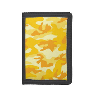 Bright Yellow, Orange Camo, Camouflage Tri-fold Wallet