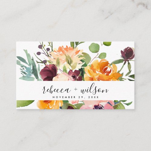 BRIGHT YELLOW ORANGE FLORA BUNCH WEDDING THANK YOU BUSINESS CARD