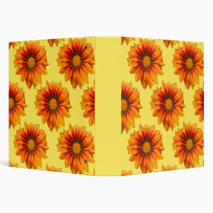Bright Yellow Orange Gradient Flower Cutout 3 Ring Binder