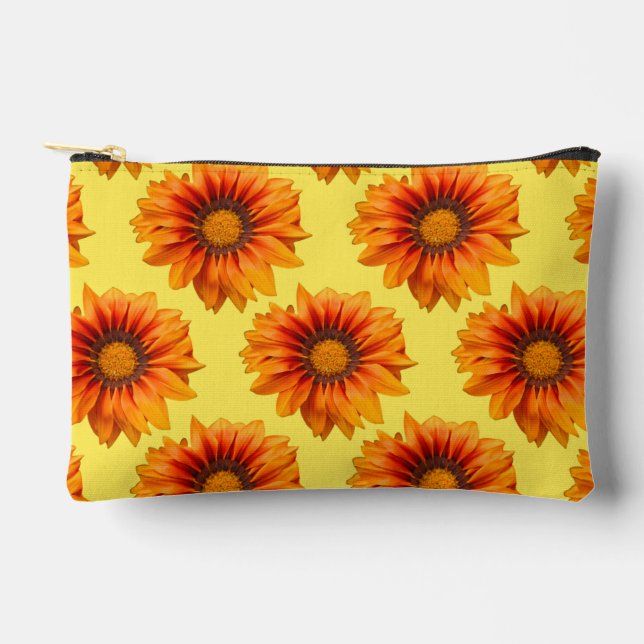 Bright Yellow Orange Gradient Flower Cutout Accessory Pouch (Front)