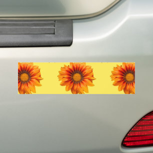 Bright Yellow Orange Gradient Flower Cutout Bumper Sticker