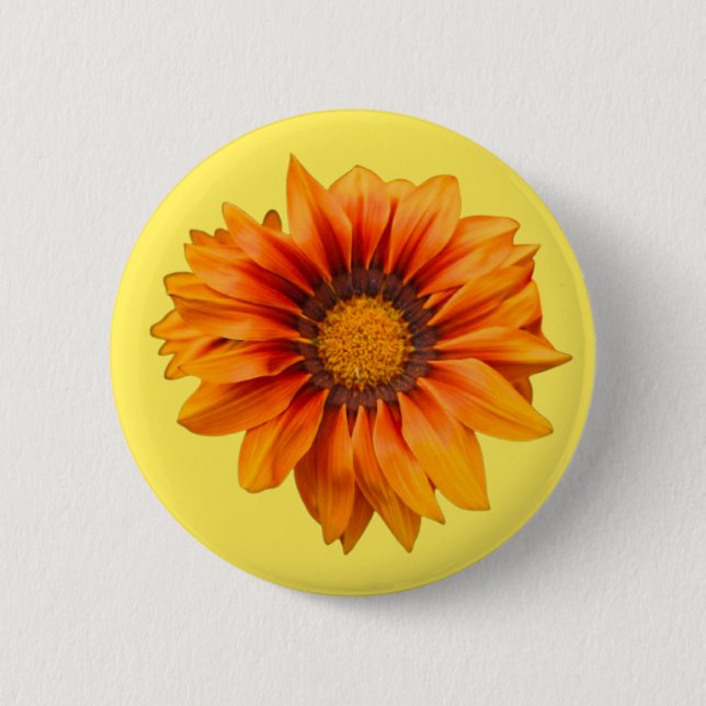 Bright Yellow Orange Gradient Flower Cutout Button (Front)