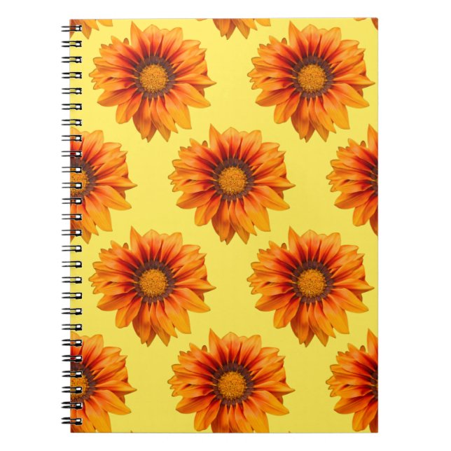 Bright Yellow Orange Gradient Flower Cutout Notebook (Front)