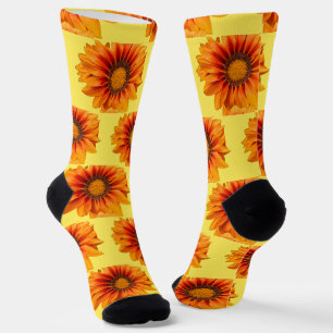 Bright Yellow Orange Gradient Flower Cutout Socks