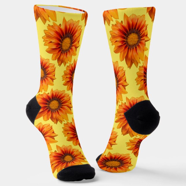 Bright Yellow Orange Gradient Flower Cutout Socks (Angled)