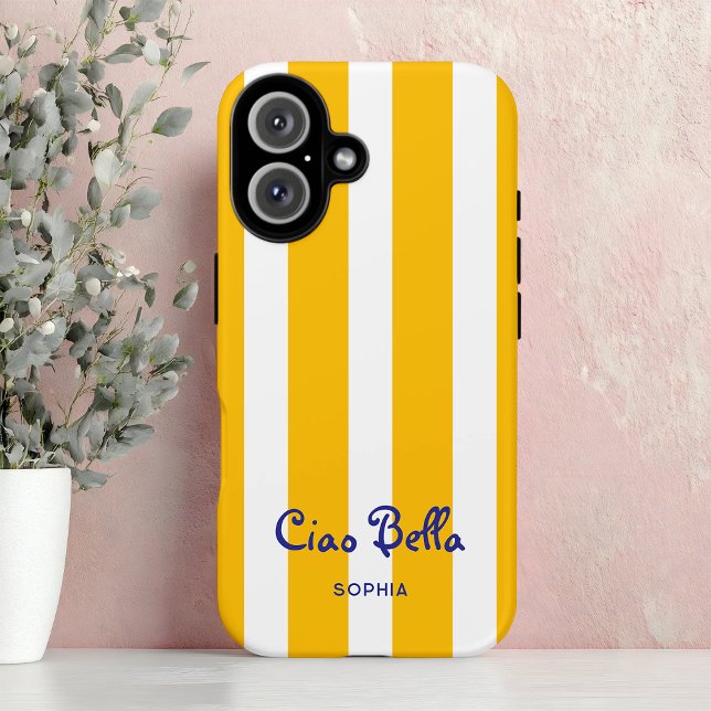 Bright Yellow Orange Stripes | Ciao Bella Case-Mate iPhone Case (Creator Uploaded)