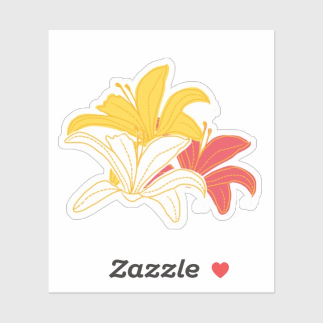 Bright Yellow Orange White Lily Sticker (Sheet)