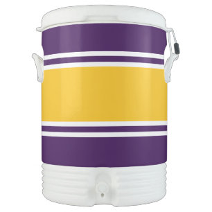 Bright Yellow Orange White Purple Racing Stripes Beverage Cooler