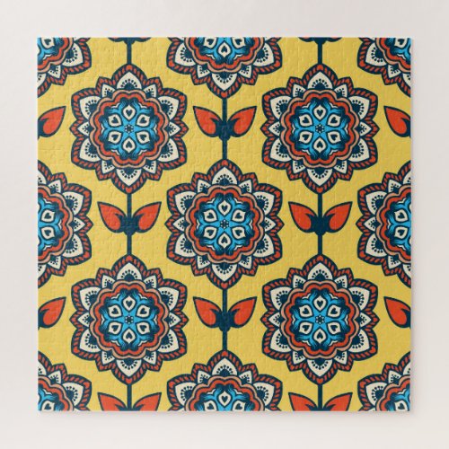 Bright Yellow Ornamental Seamless Decor Jigsaw Puzzle