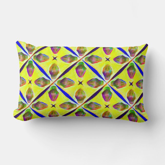  Bright Yellow Pattern Graphic Illustration Lumbar Pillow (Front)