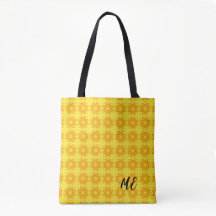 bright yellow patterned customizable tote bag
