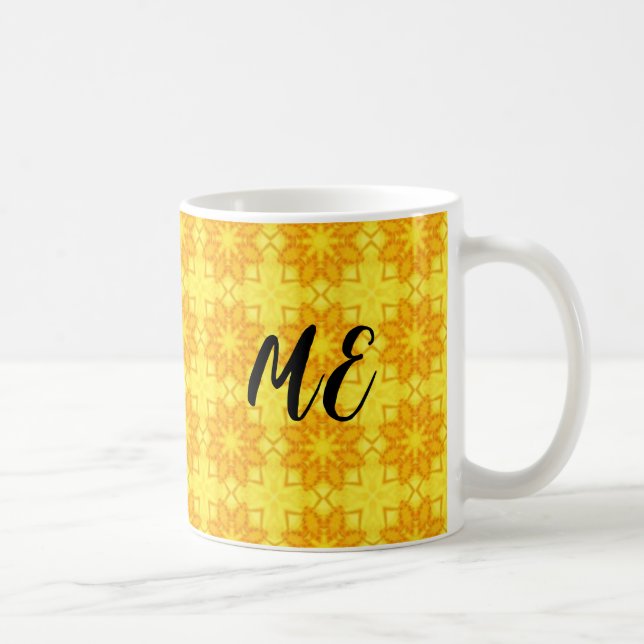 bright yellow patterned customizable tote bag coffee mug (Right)