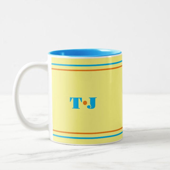 Bright Yellow Personalized Two-Tone Coffee Mug (Left)