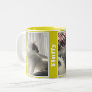 Bright Yellow Pet Photos and Names Two-Tone Coffee Mug