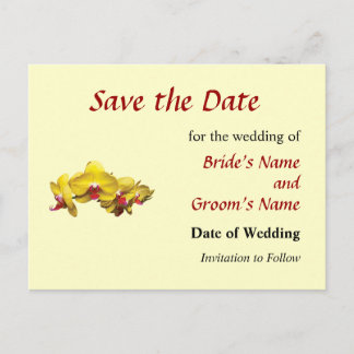 Bright Yellow Phalaenopsis Orchids Save the Date Announcement Postcard