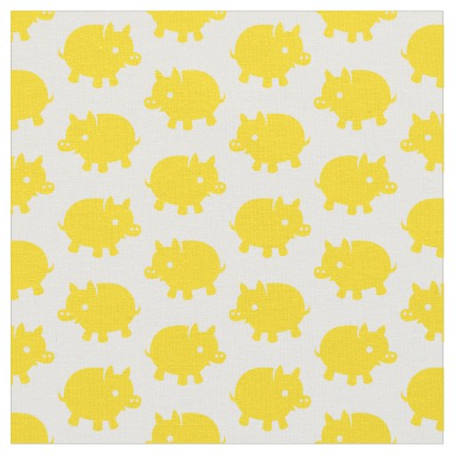 Bright Yellow Pig Pattern Fabric