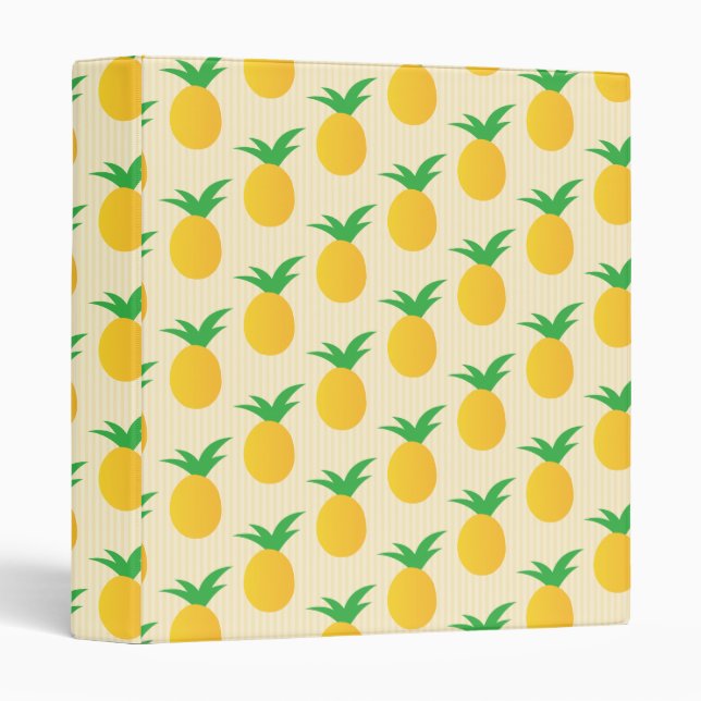 Bright Yellow Pineapple Pattern Binder (Front/Spine)