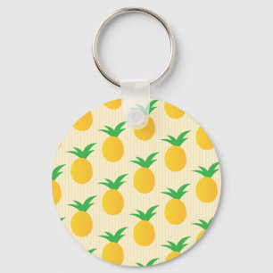Bright Yellow Pineapple Pattern Keychain