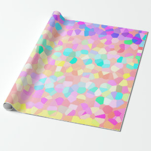 Bright Yellow Pink Green Blue Mosaic Pattern Wrapping Paper