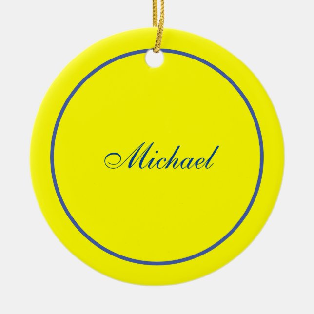 Bright Yellow Plain Elegant Professional Modern Ceramic Ornament (Front)