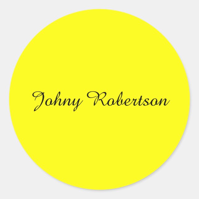 Bright Yellow Plain Elegant Professional Modern Classic Round Sticker (Front)
