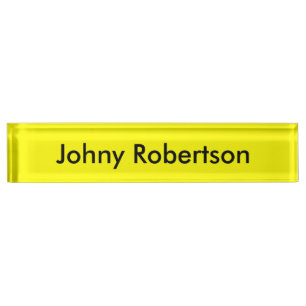 Bright Yellow Plain Elegant Professional Modern Desk Name Plate