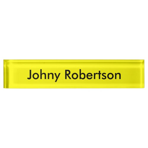 Bright Yellow Plain Elegant Professional Modern Desk Name Plate