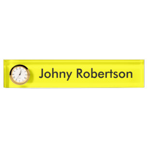 Bright Yellow Plain Elegant Professional Modern Desk Name Plate