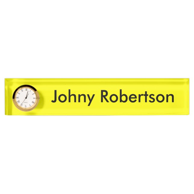Bright Yellow Plain Elegant Professional Modern Desk Name Plate (Front)