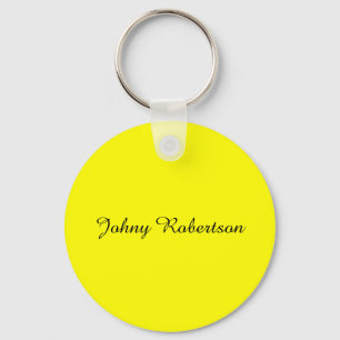 Bright Yellow Plain Elegant Professional Modern Keychain