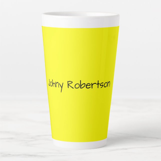 Bright Yellow Plain Elegant Professional Modern Latte Mug (Front)