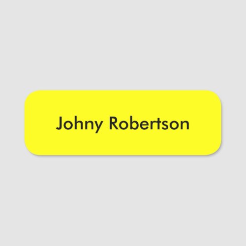 Bright Yellow Plain Elegant Professional Modern Name Tag